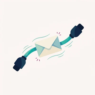 A round robot holding out a sealed envelope.